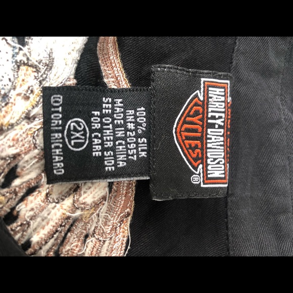 Women’s Tori Richards vintage Harley Davidson top, shirt, 100 % silk - Picture 5 of 6